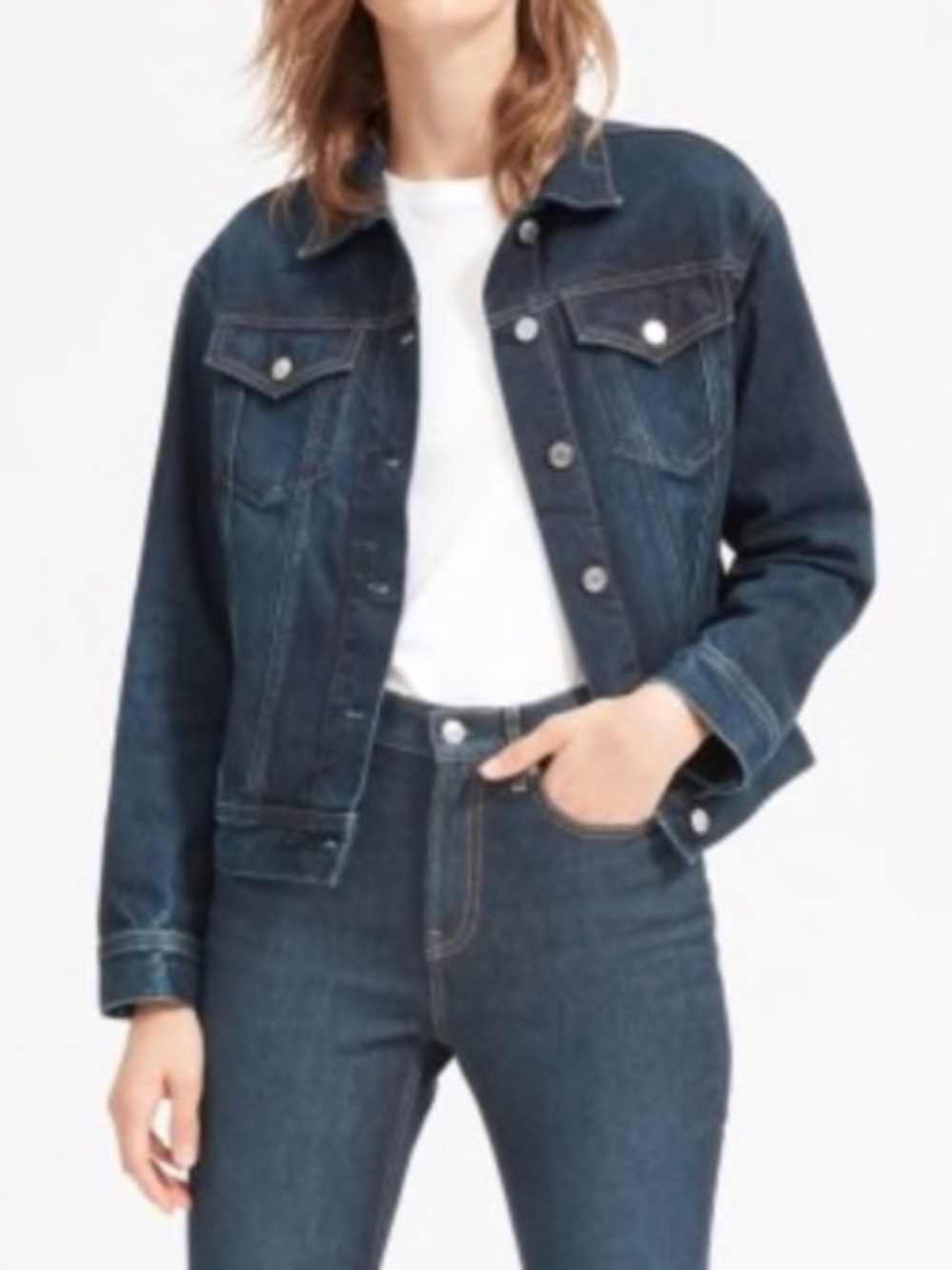 Everlane The Denim Jacket Vintage Dark Blue Wash XL 100% Cotton Classic NWT